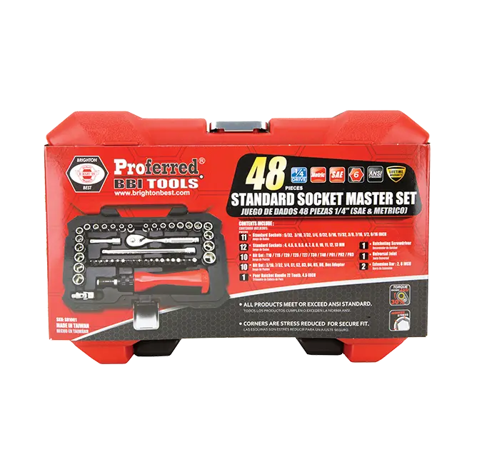 1/4" DRIVE 48 PIECE (SAE & METRIC) SOCKET SET